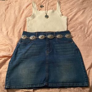 M medium wash denim skirt high waisted